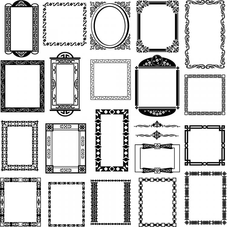 Download Black and white border corner patterns (23210) Free EPS ...