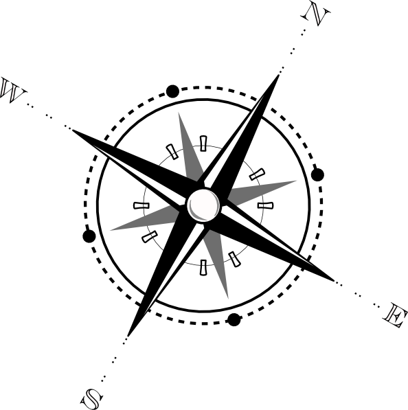 free vector Black And White Compass clip art