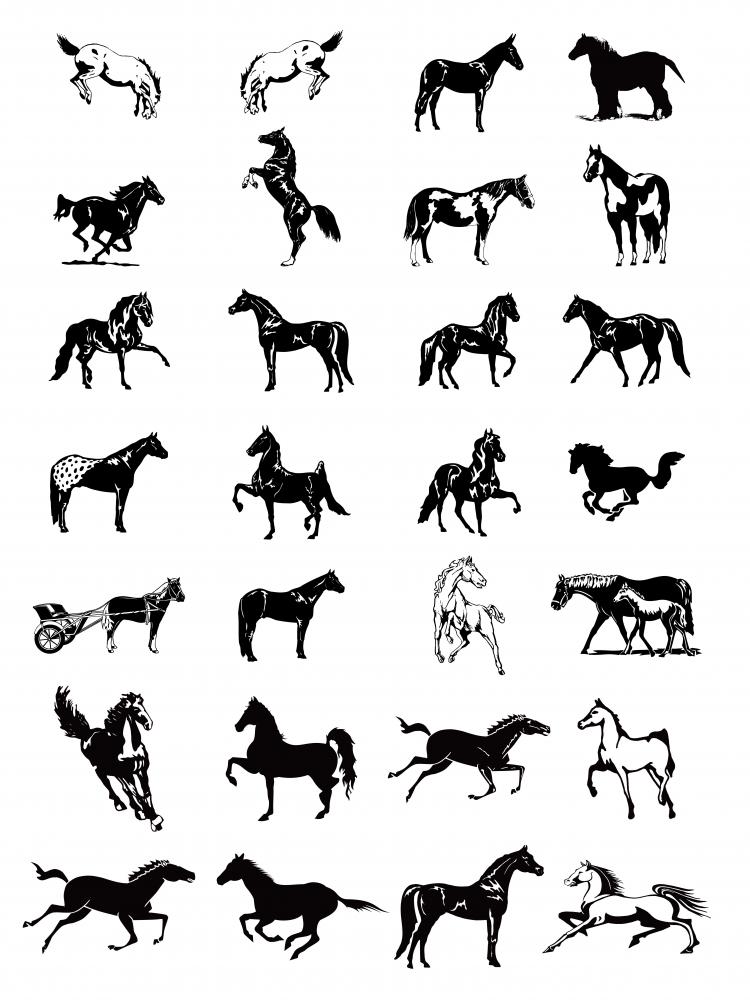 free vector Black and white horse clip art pictures