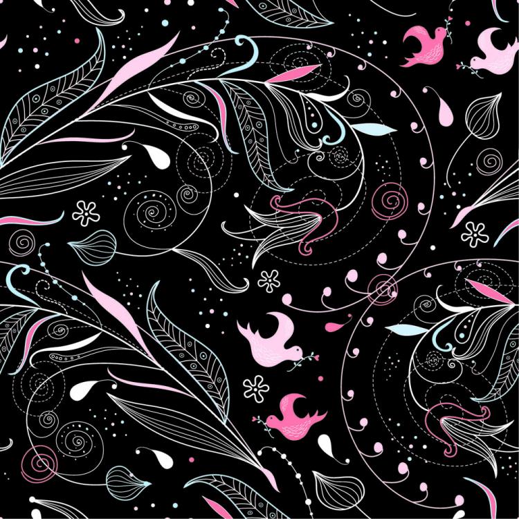 free vector Black background floral 05 vector