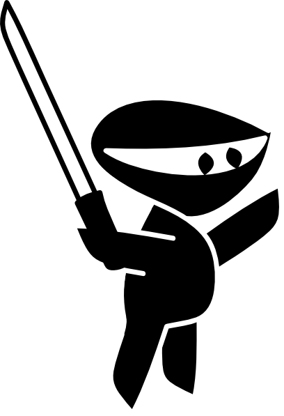 free vector Black White Sword Boy Cartoon Ninja clip art