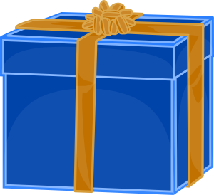 free vector Blue Gift With Golden Ribbon clip art