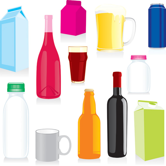 free vector Bottles and cups vector