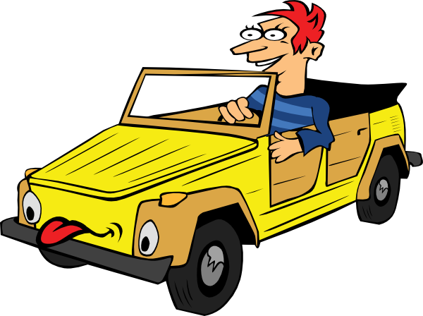 free vector Boy Driving Car Cartoon clip art