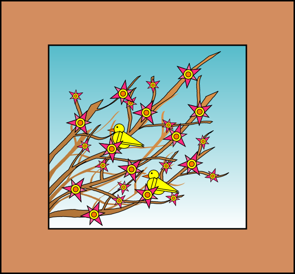 free vector Branches Flowers Birds clip art
