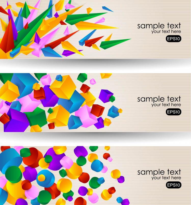 free vector Brilliant color banners 03 vector
