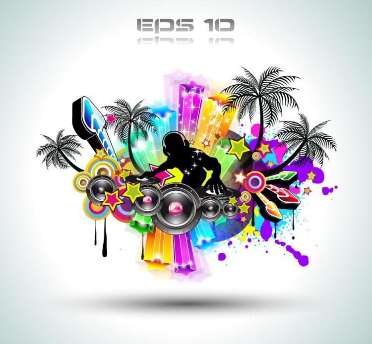 free vector Brilliant dynamic musical elements 03 vector