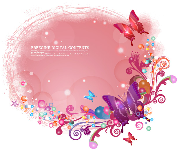 free vector Butterflies and colorful background pattern vector