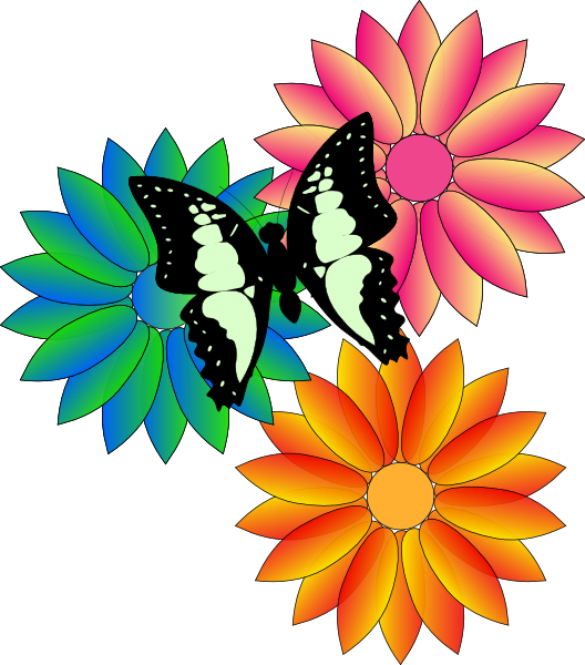 free vector Butterfly And Flowers clip art