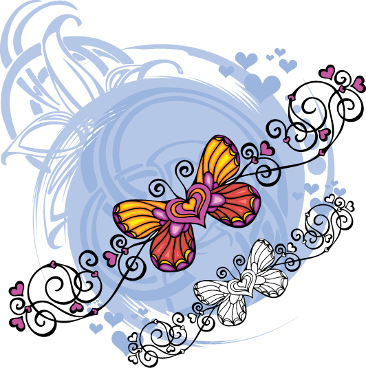 free vector Butterfly heart-shaped vector material