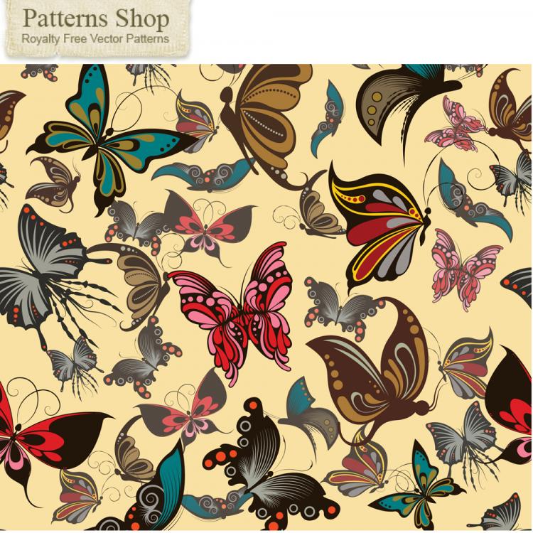 free vector Butterfly pattern background vector