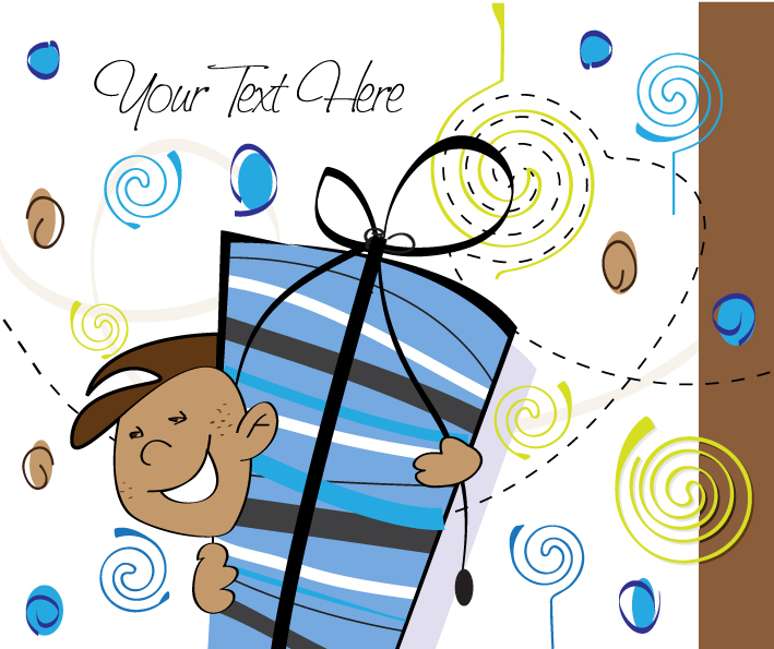 free vector Cartoon background vector illustration style gift packaging 4