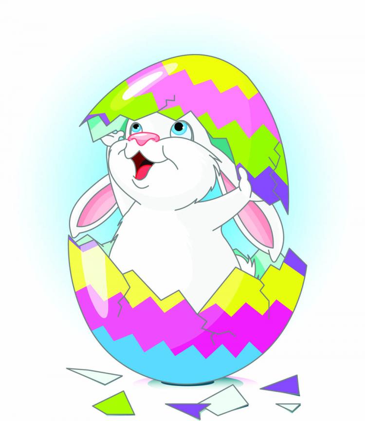 free vector Cartoon bunny and egg 02 vector