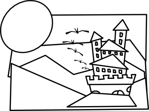 free vector Cartoon Castle Outline clip art