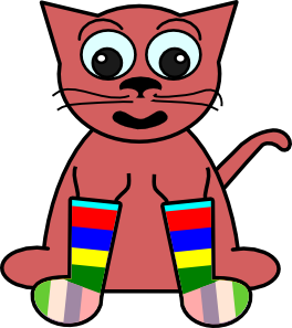 free vector Cartoon Cat In Rainbow Socks clip art