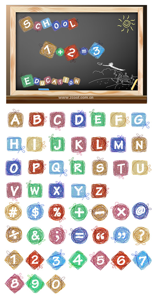 free vector Cartoon effect of letters and numbers vector