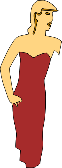 free vector Cartoon Lady Wearing Fashion Dress clip art
