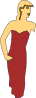 free vector Cartoon Lady Wearing Fashion Dress clip art