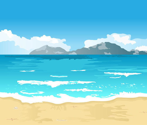 free vector Cartoon seaside landscape vector