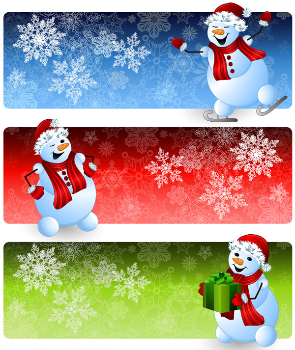 free vector Cartoon snowman banner vector