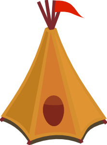 free vector Cartoon Tipi Tent With Red Flag clip art