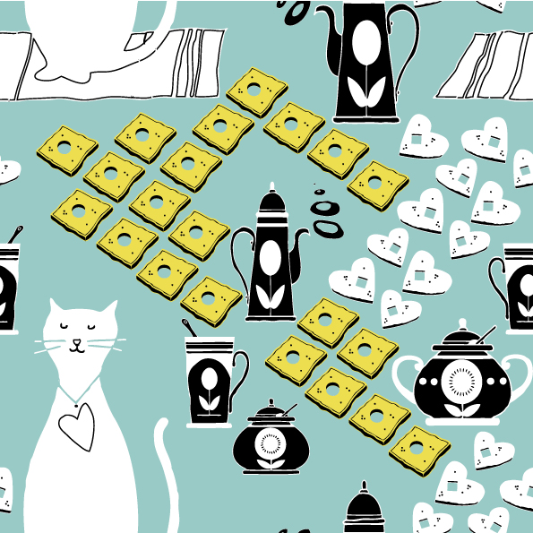 free vector Cat cartoon background 01 vector