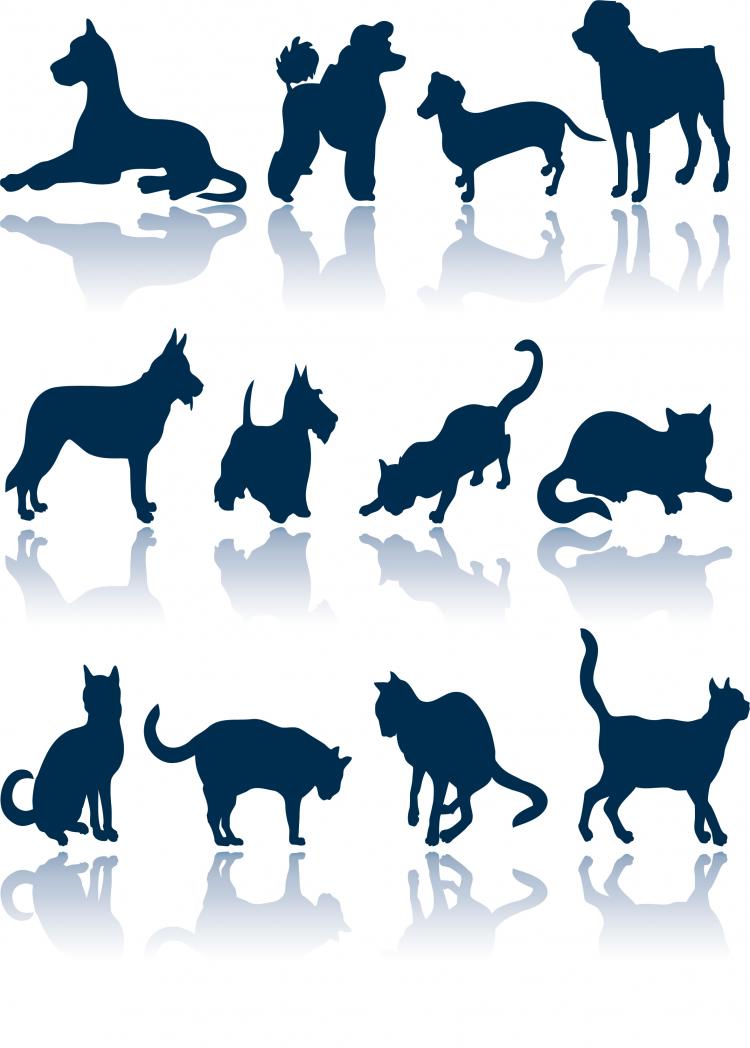 free vector Cats and dogs silhouette vector