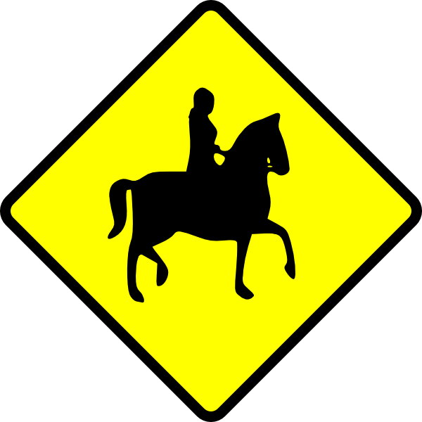 free vector Caution Horse Ridder Crossing clip art