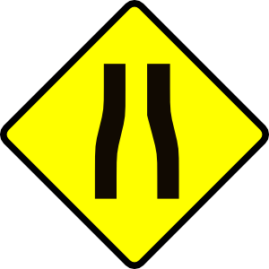 free vector Caution Road Narrows clip art