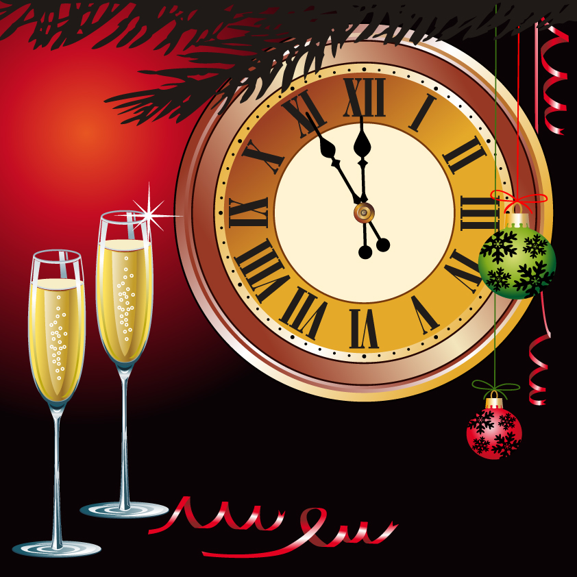 free vector Champagne and other elements of vector butterfly clock