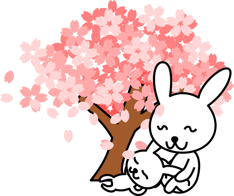 free vector Cherry blossoms rabbit