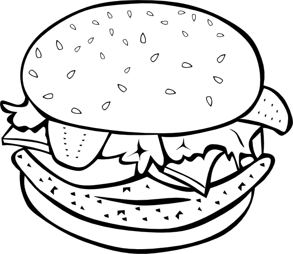free vector Chicken Burger (b And W) clip art