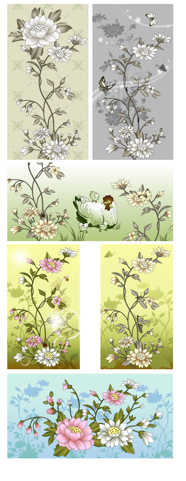 free vector Chinese style flower insect vector