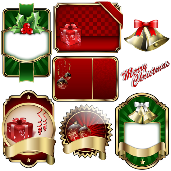 free vector Christmas badge shield vector label