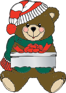 free vector Christmas Bear Wih Present clip art