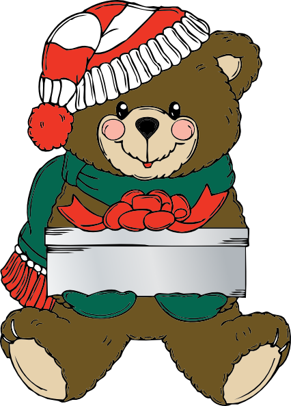 free vector Christmas Bear Wih Present clip art