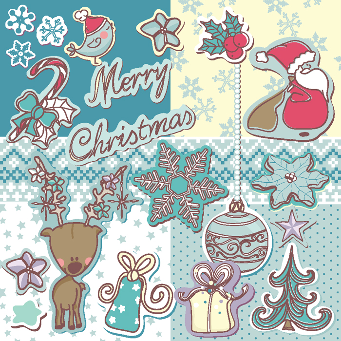 free vector Christmas decoration stickers 01 vector