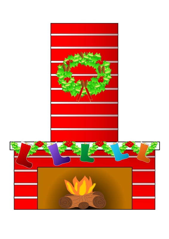 free vector Christmas fire place