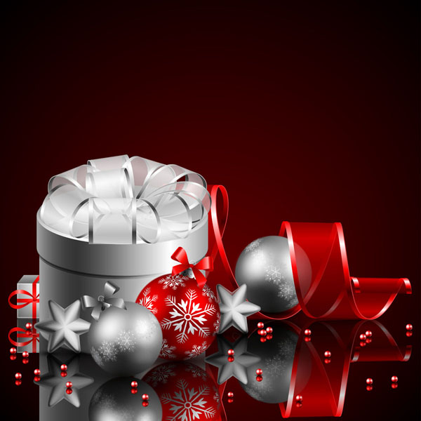 free vector Christmas gift box with ball vector