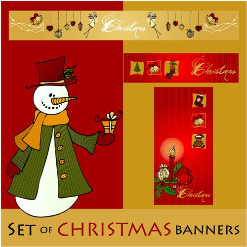 free vector Christmas label vertical banner and posters vector