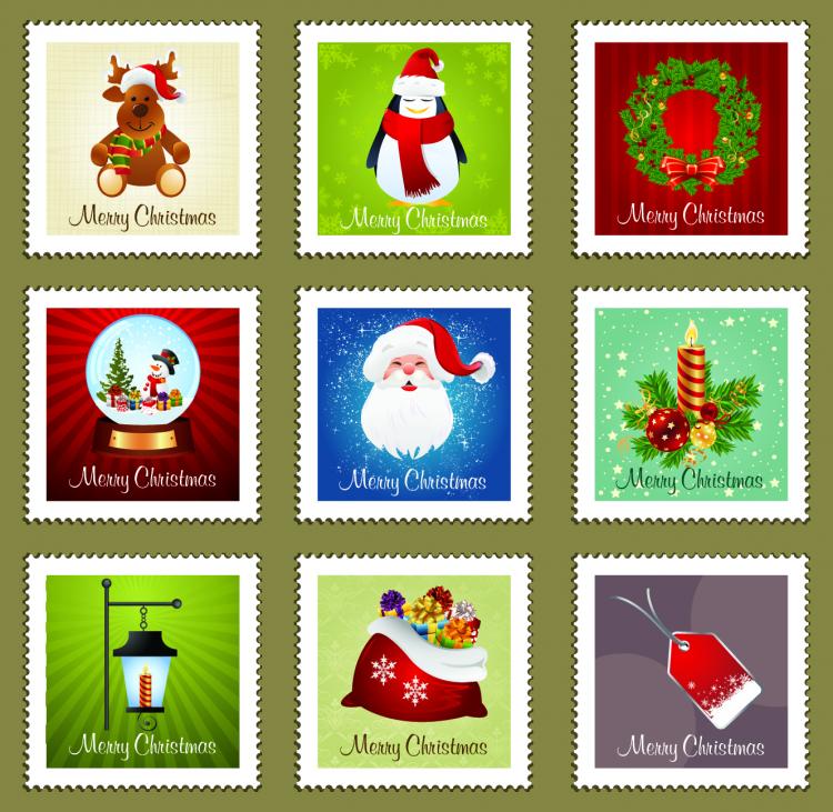 free vector Christmas stamp element 01 vector