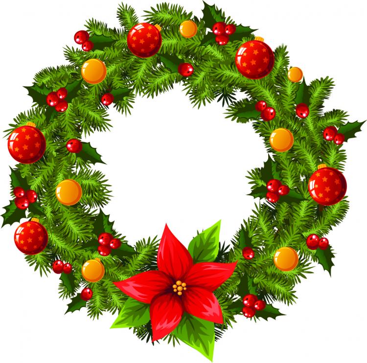 free vector Christmas wreath 2 vector