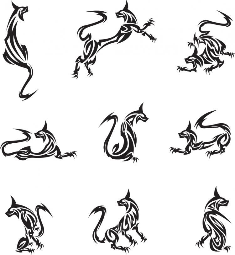 free vector Classic animal tattoo patterns 01 vector
