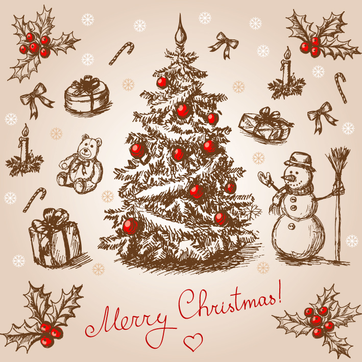 Download Classic handpainted christmas illustration (24984) Free AI, EPS Download / 4 Vector