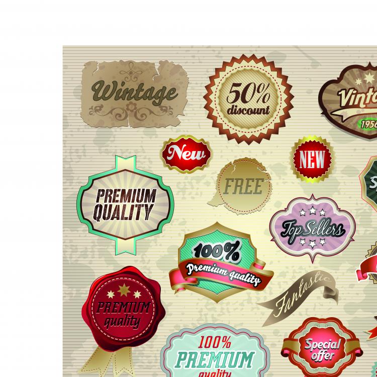 free vector Classic label stickers 01 vector