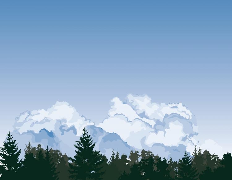 free vector Cloud trees scene