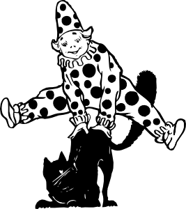 free vector Clown Jumping Over Cat clip art