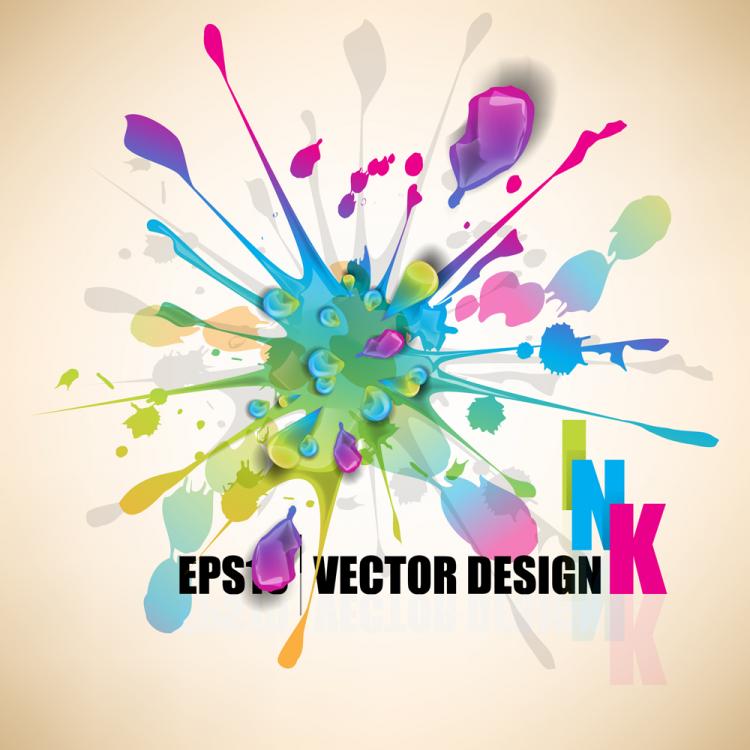 free vector Color paint splashes background 04 vector