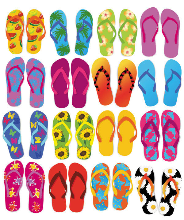 Colorful Flip Flops Set (7489) Free EPS Download / 4 Vector