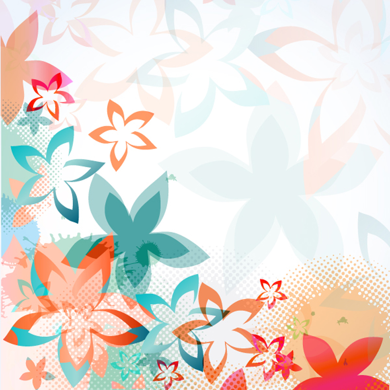 free vector Colorful flowers background pattern 01 vector
